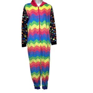 TAREA by Rue21 XS Rainbow Hooded Cartoon One Piece 1/2 Zip Pajamas